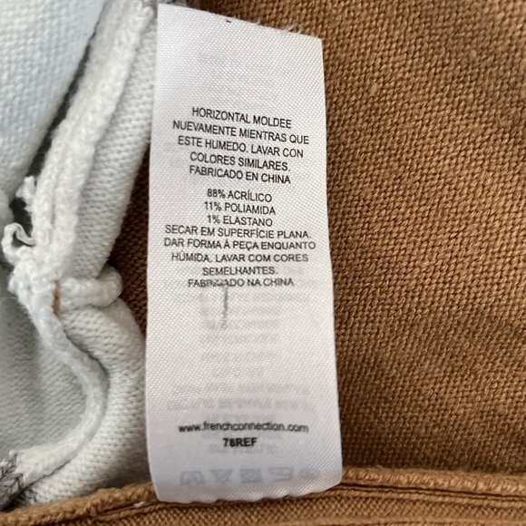 French  Connection/ White, grey & tan/ Mock turtleneck knit sweater/ Size US L - Picture 7 of 10